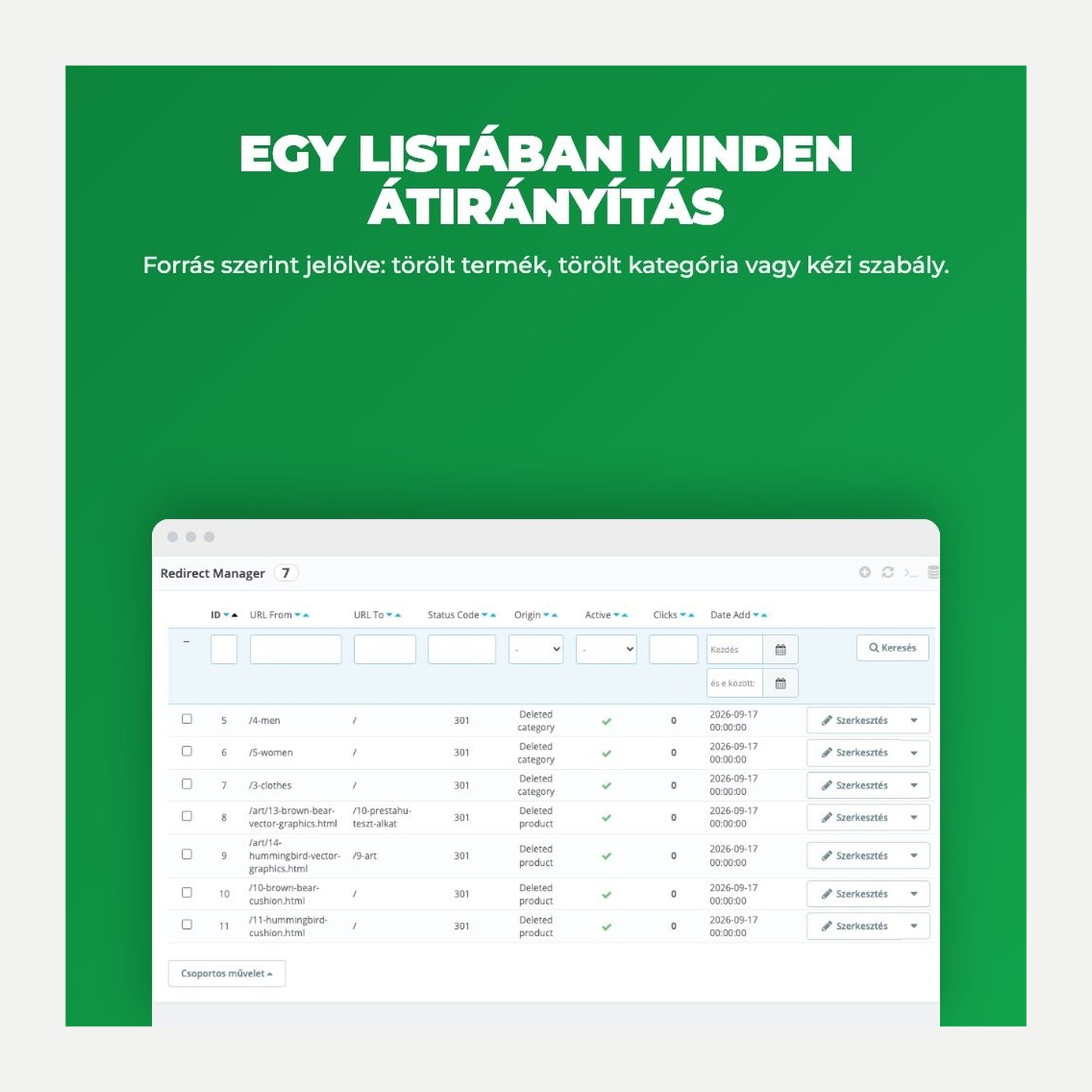 Modul PrestaShop manager de redirecționări – redirect 301 automat
