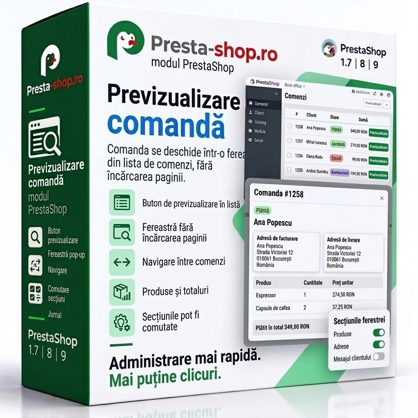 Modul Previzualizare comandă PrestaShop – comenzi din listă | Presta-shop.ro